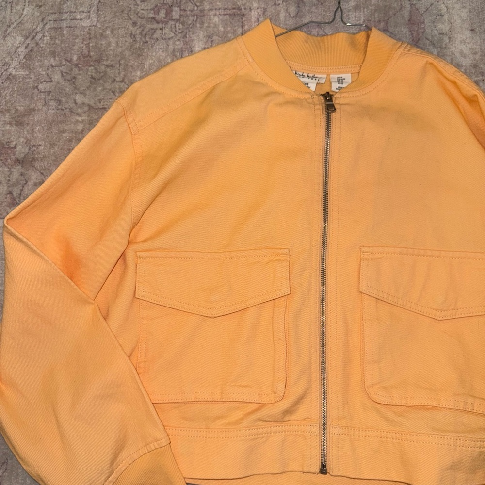 Nicole Miller Orange Bomber Jacket Lightweight Casual